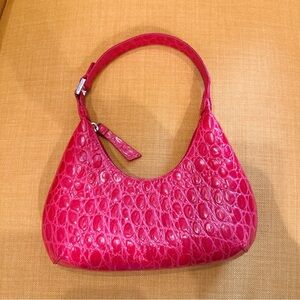 BY FAR Baby Amber Croc-Embossed Shoulder Bag